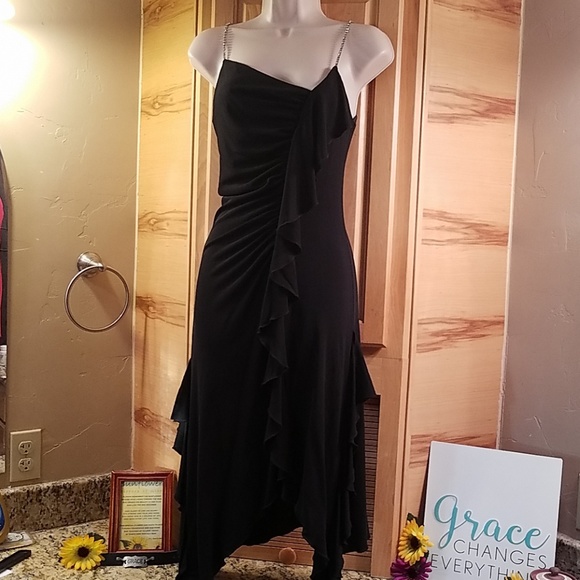 Janine of London Dresses & Skirts - Designer sexy rhinestone black swing dress New petite small